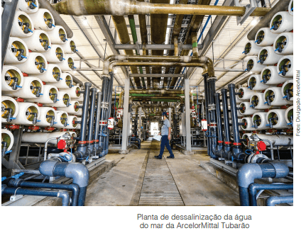 ArcelorMittal reduz bem uso de água doce e substitui por dessalinização e reúso   